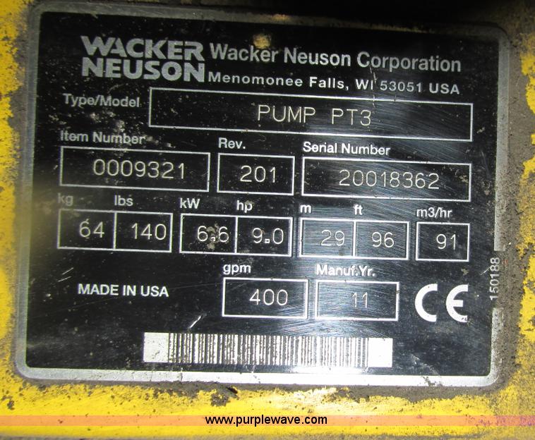 image for item AB9445 Wacker PT3 centrifugal pump