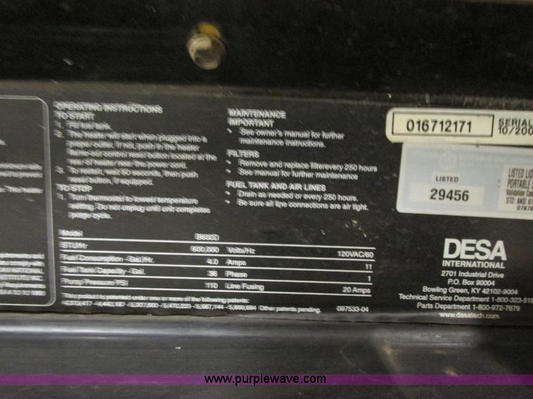 image for item E7063 Desa B600D kerosene heater