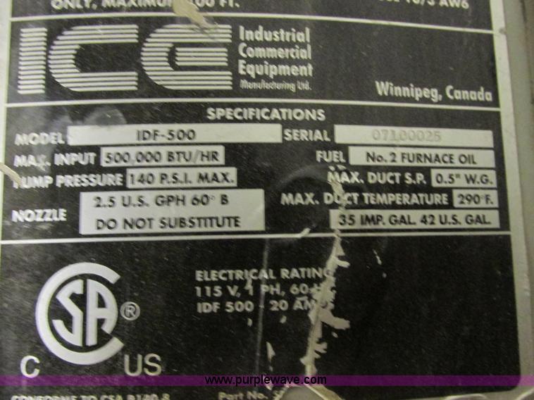 image for item E7065 Frost Fighter IDF500 ductable portable kerosene heater