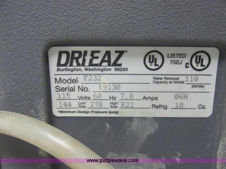 image for item E7085 2008 Dri-Eaz F232 commercial dehumidifier console