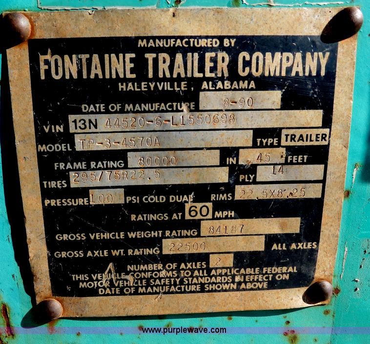 image for item B4561 1990 Fontaine extendable flatbed trailer