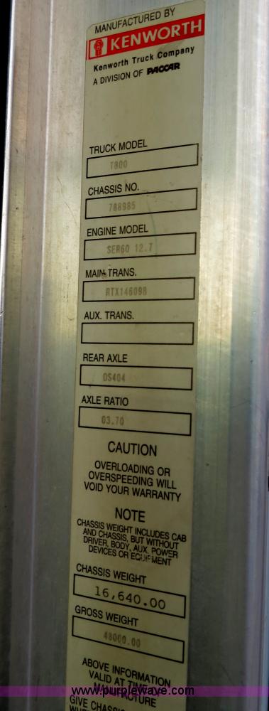 image for item B4586 1999 Kenworth T800 semi truck