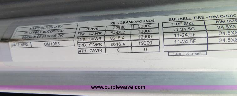 image for item B4602 1999 Peterbilt 377 semi truck