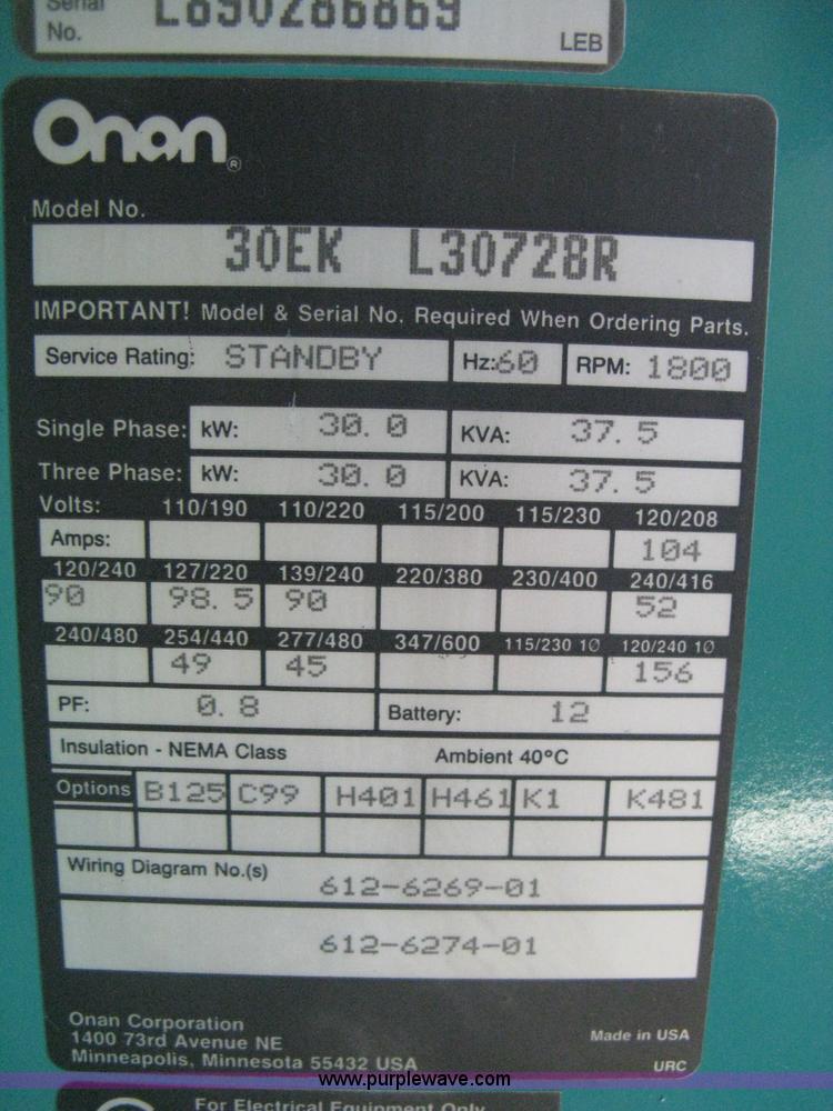 image for item B8418 Onan 30 EK generator