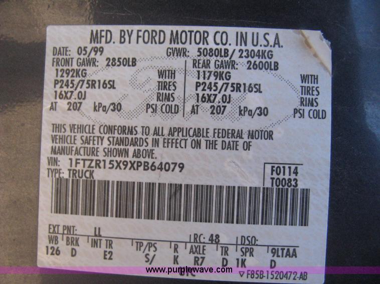 image for item B8425 1999 Ford Ranger XLT SuperCab pickup truck