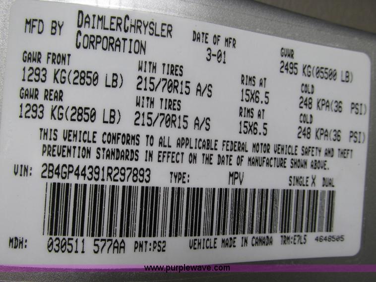 image for item F4268 2001 Dodge Grand Caravan Sport van