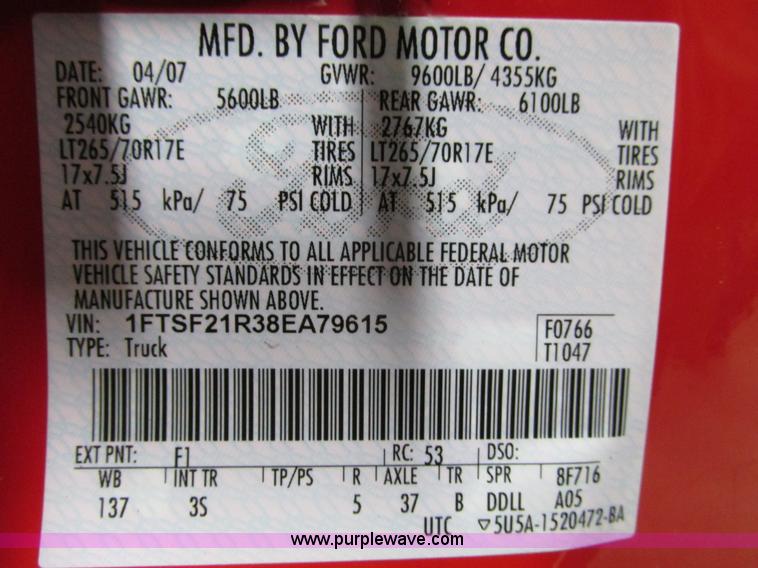 image for item F4272 2008 Ford F250 XLT Super Duty pickup truck