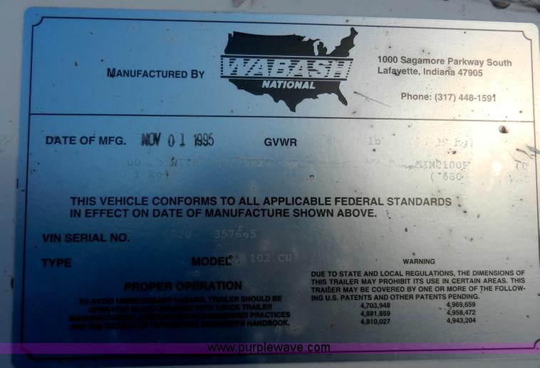 image for item A3902 1996 Wabash dry van trailer