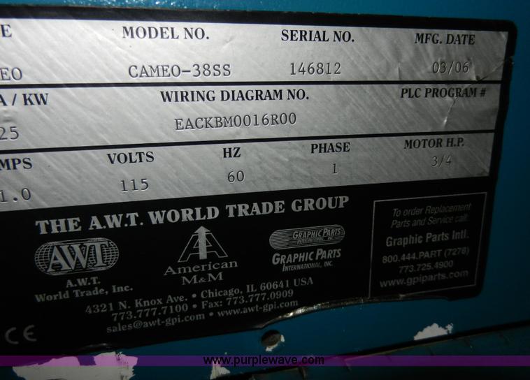 image for item W9655 2006 American M&M Cameo screen printer