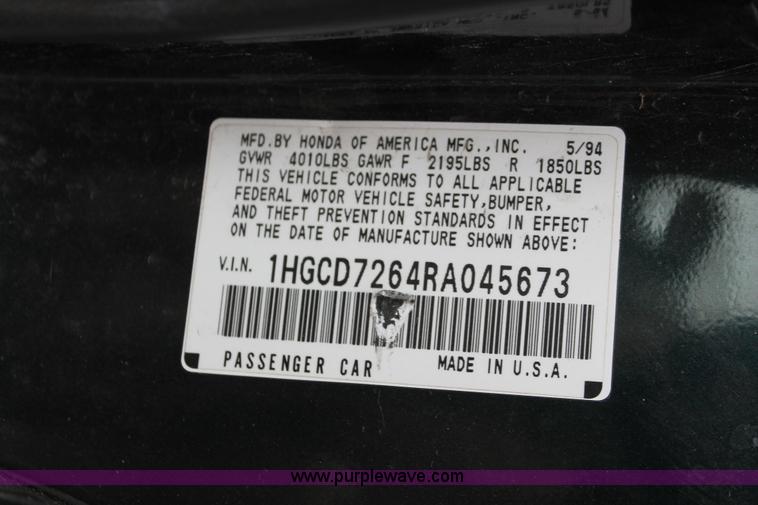 image for item O9379 1994 Honda Accord EX