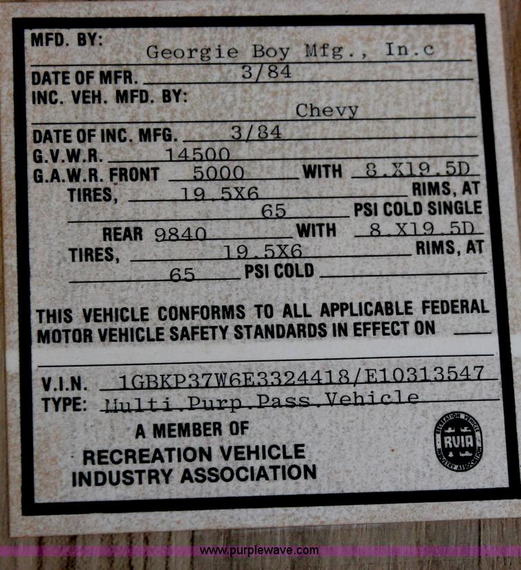 image for item V9090 1984 Chevrolet Cruise Air II camper