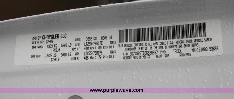 image for item E2569 2009 Dodge Ram 2500 HD Big Horn Edition Quad Cab pickup truck