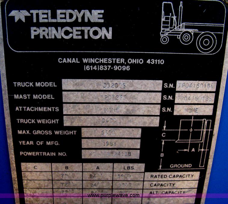 image for item E3031 1988 Teledyne/Princeton D3200S piggyback forklift