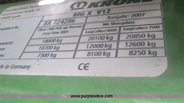 image for item G5630 2007 Krone Big X V12  chopper