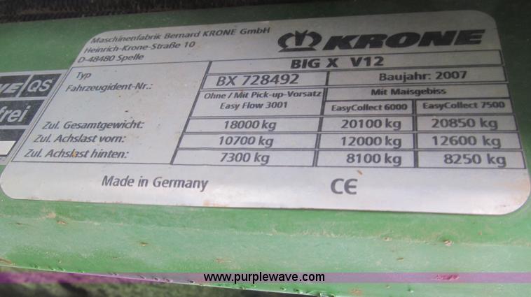 image for item G5632 2007 Krone Big X V12 chopper