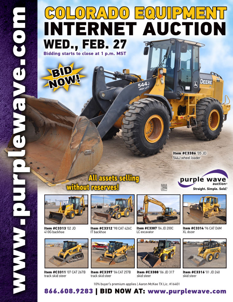 SOLD! Colorado Equipment Auction Items Sold 2272013 Purple Wave