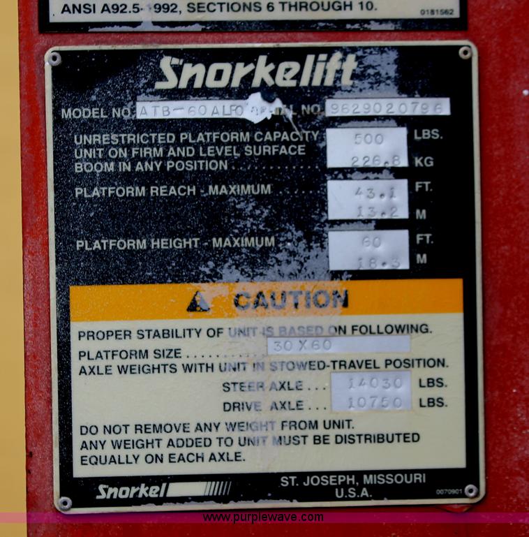 image for item E3041 Snorkel lift ATB60ALFO aerial boom lift