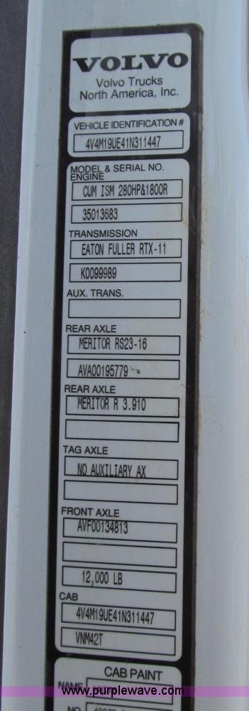 image for item E3717 2001 Volvo VNM semi truck