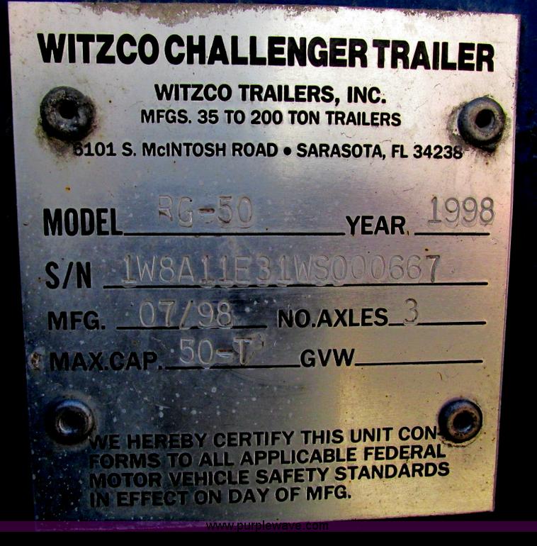 image for item F4131 1998 Witzco Challenger RG-50 lowboy trailer
