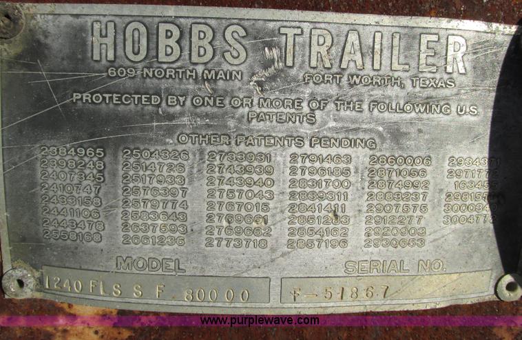 image for item F4136 1967 Hobbs triple axle 30' trailer