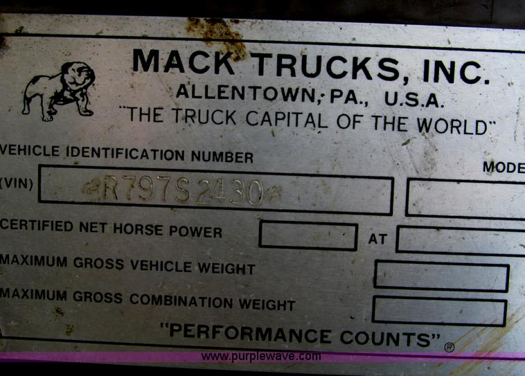 image for item F4197 1979 Mack crane hoist semi truck