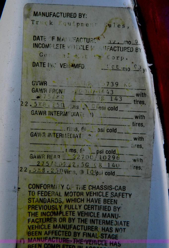 image for item Y9043 1994 GMC TopKick dump truck