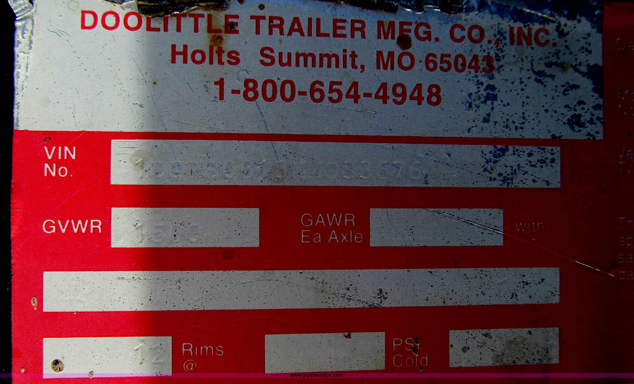 1999 Doolittle trailer in Jefferson City, MO Item E3708 sold Purple