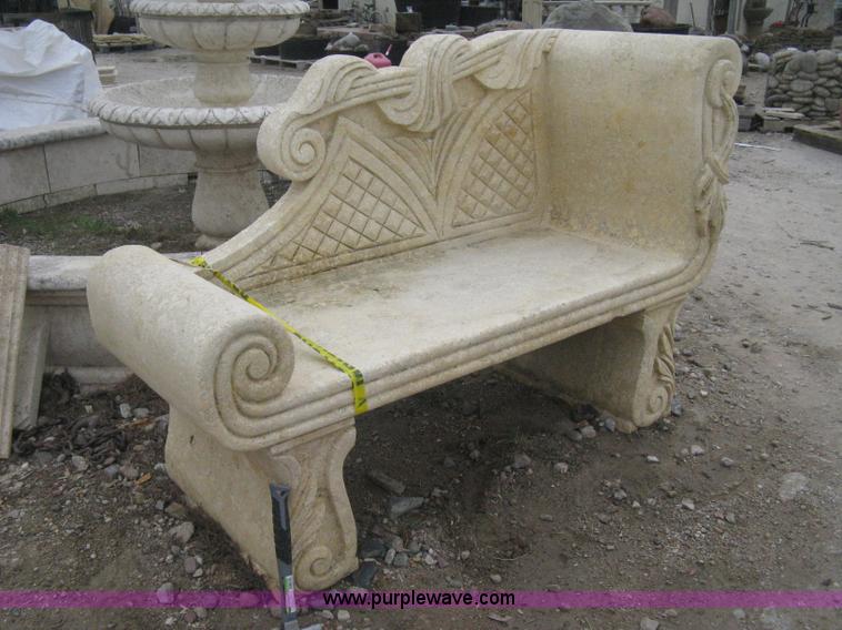 image for item AG9664 Mediterranean carved natural limestone loveseat bench, 61" in length