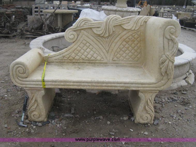image for item AG9664 Mediterranean carved natural limestone loveseat bench, 61" in length