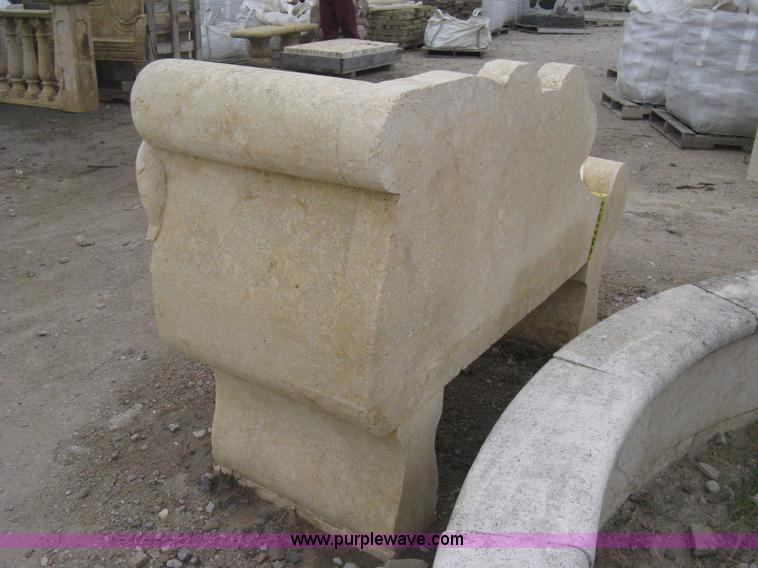image for item AG9664 Mediterranean carved natural limestone loveseat bench, 61" in length