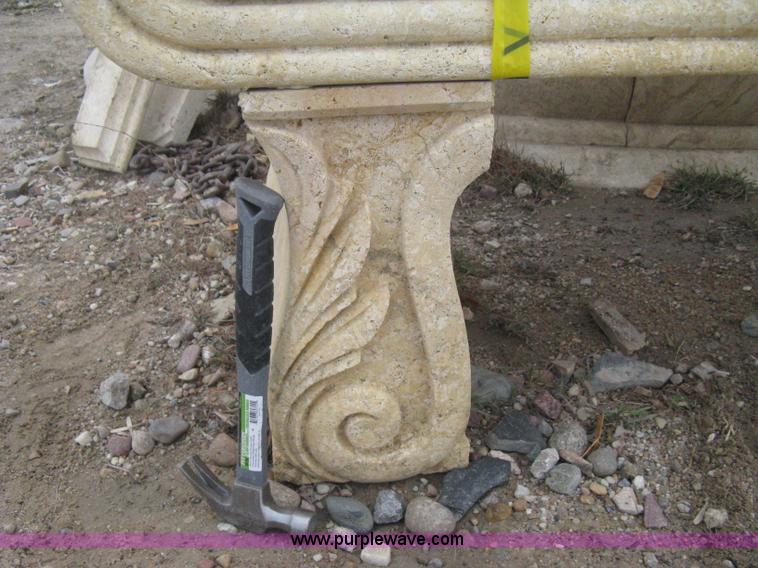 image for item AG9664 Mediterranean carved natural limestone loveseat bench, 61" in length