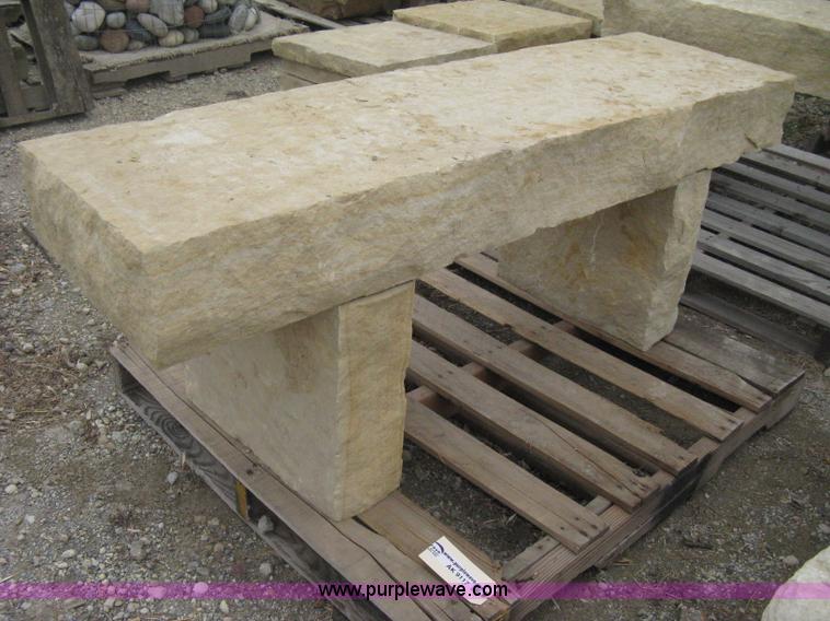 image for item AK9117 A 5 foot buff stone bench and a 4 foot buff stone bench, 2 benches total.