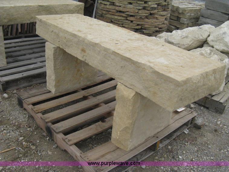 image for item AK9117 A 5 foot buff stone bench and a 4 foot buff stone bench, 2 benches total.