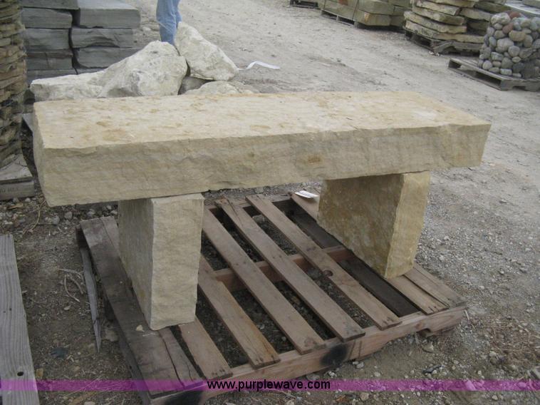 image for item AK9117 A 5 foot buff stone bench and a 4 foot buff stone bench, 2 benches total.