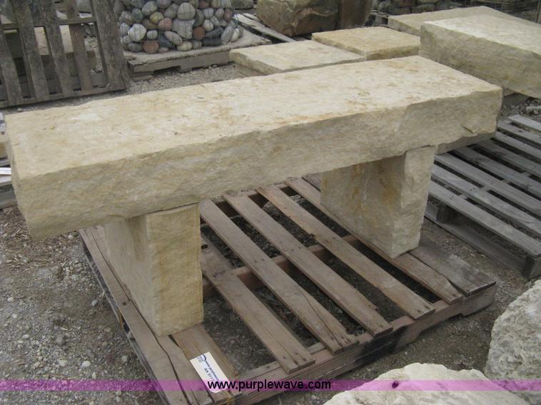 image for item AK9117 A 5 foot buff stone bench and a 4 foot buff stone bench, 2 benches total.