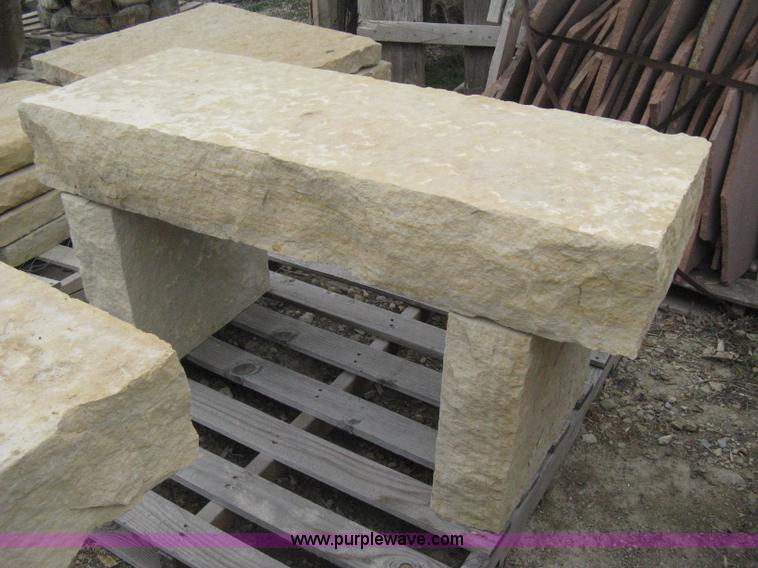 image for item AK9117 A 5 foot buff stone bench and a 4 foot buff stone bench, 2 benches total.