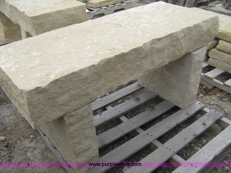 image for item AK9117 A 5 foot buff stone bench and a 4 foot buff stone bench, 2 benches total.