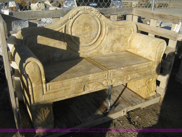 image for item Z9851 68" Mediterranean stone carved loveseat/bench