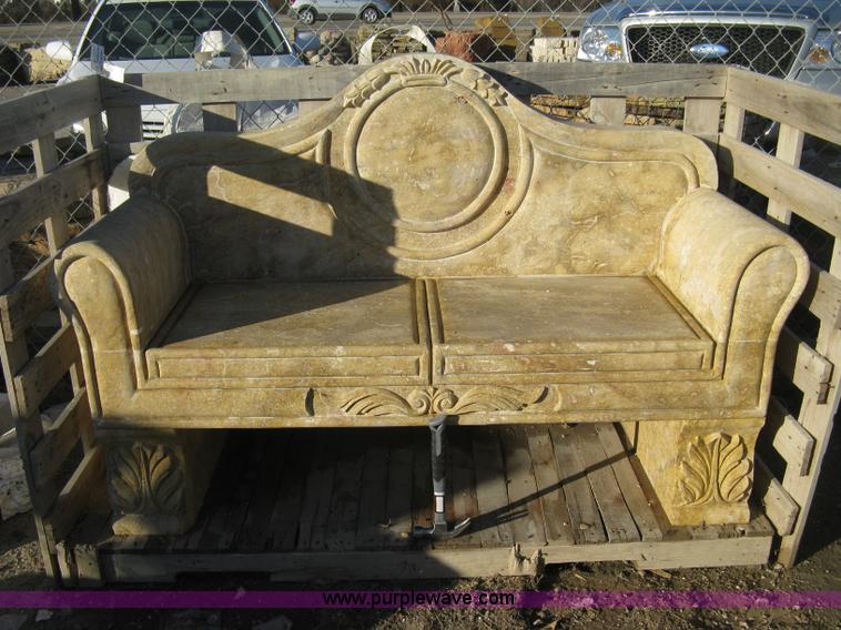 image for item Z9851 68" Mediterranean stone carved loveseat/bench