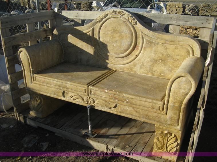 image for item Z9851 68" Mediterranean stone carved loveseat/bench