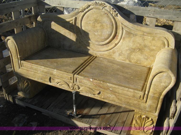 image for item Z9851 68" Mediterranean stone carved loveseat/bench