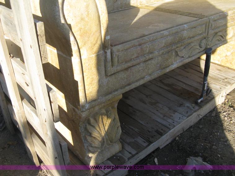 image for item Z9851 68" Mediterranean stone carved loveseat/bench