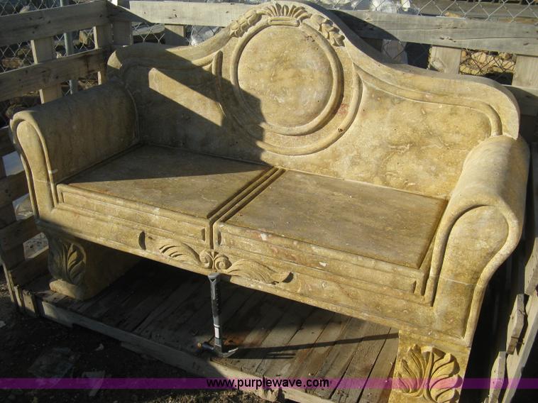 image for item Z9851 68" Mediterranean stone carved loveseat/bench