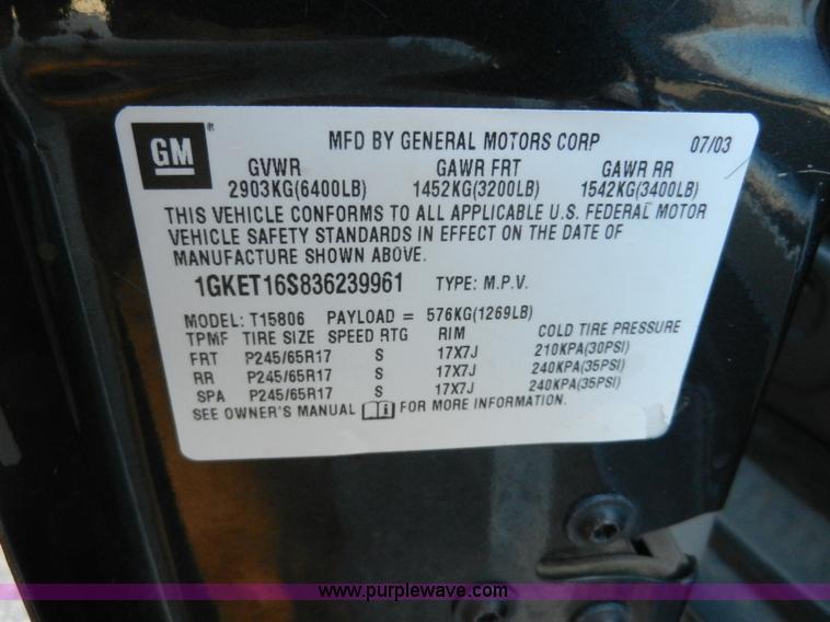 image for item D4594 2003 GMC Envoy XL SLT SUV