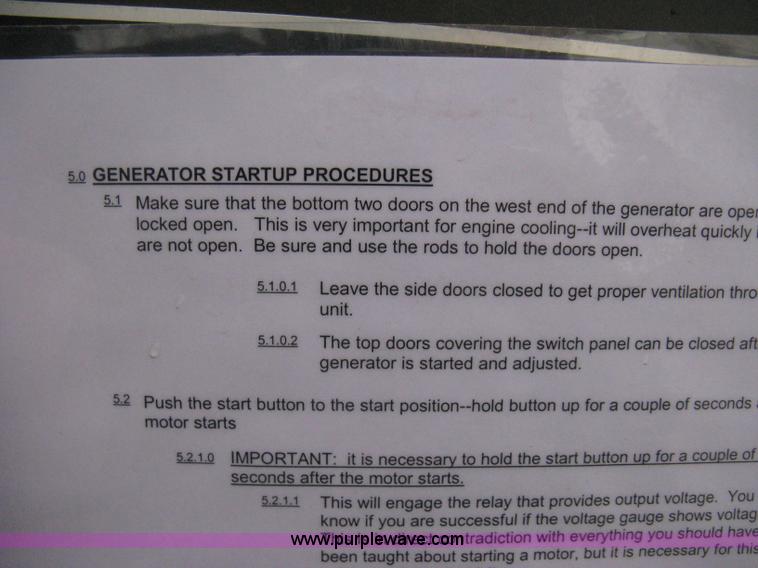 image for item E3066 Kurtz & Root Co. U.S. Department of Defense issued back up generator