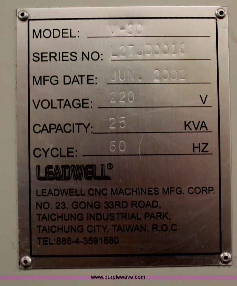 image for item V9052 2000 Ledwell V30 CNC mill