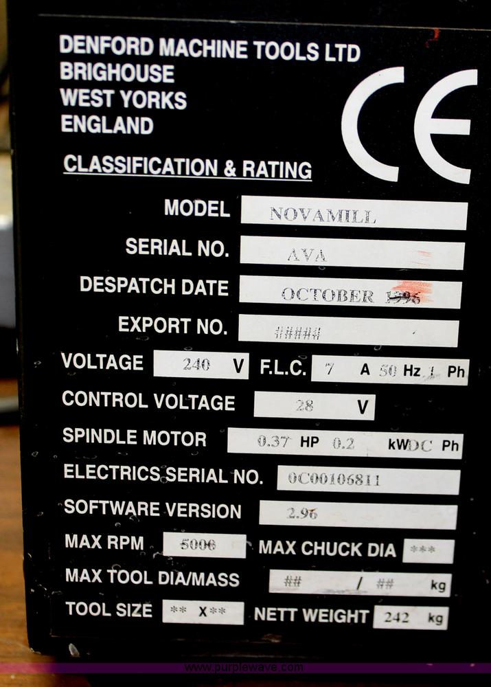 image for item V9053 1996 Denford Novamill CNC bench mill