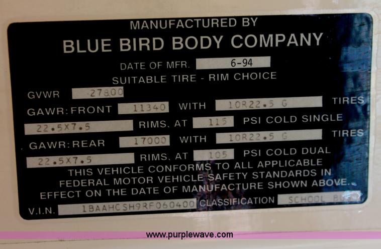 image for item V9054 1994 Blue Bird TC2000 school bus