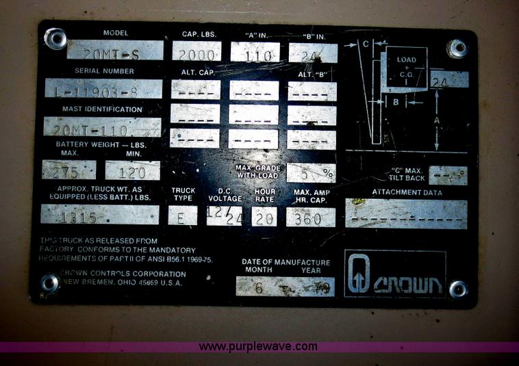 image for item D5762 1979 Crown forklift