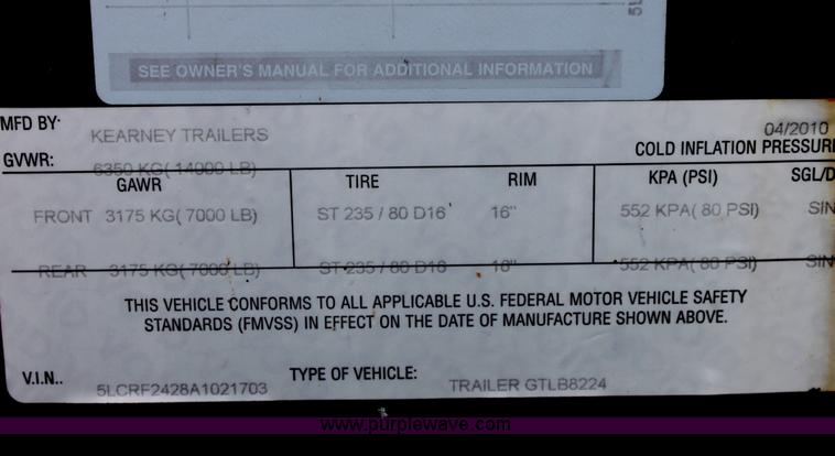 image for item E8388 2010 Kearney 24' equipment trailer